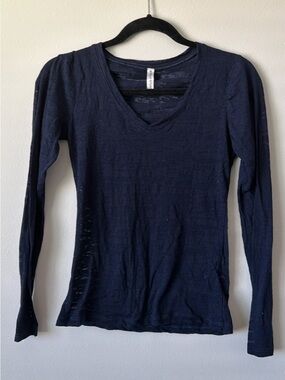 Sheer V-Neck Long Sleeve Top
